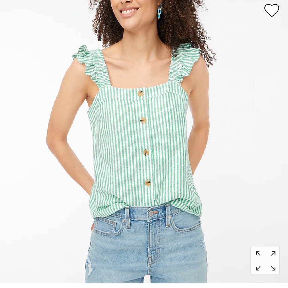 NWT linen blend button front tank with ruffle straps